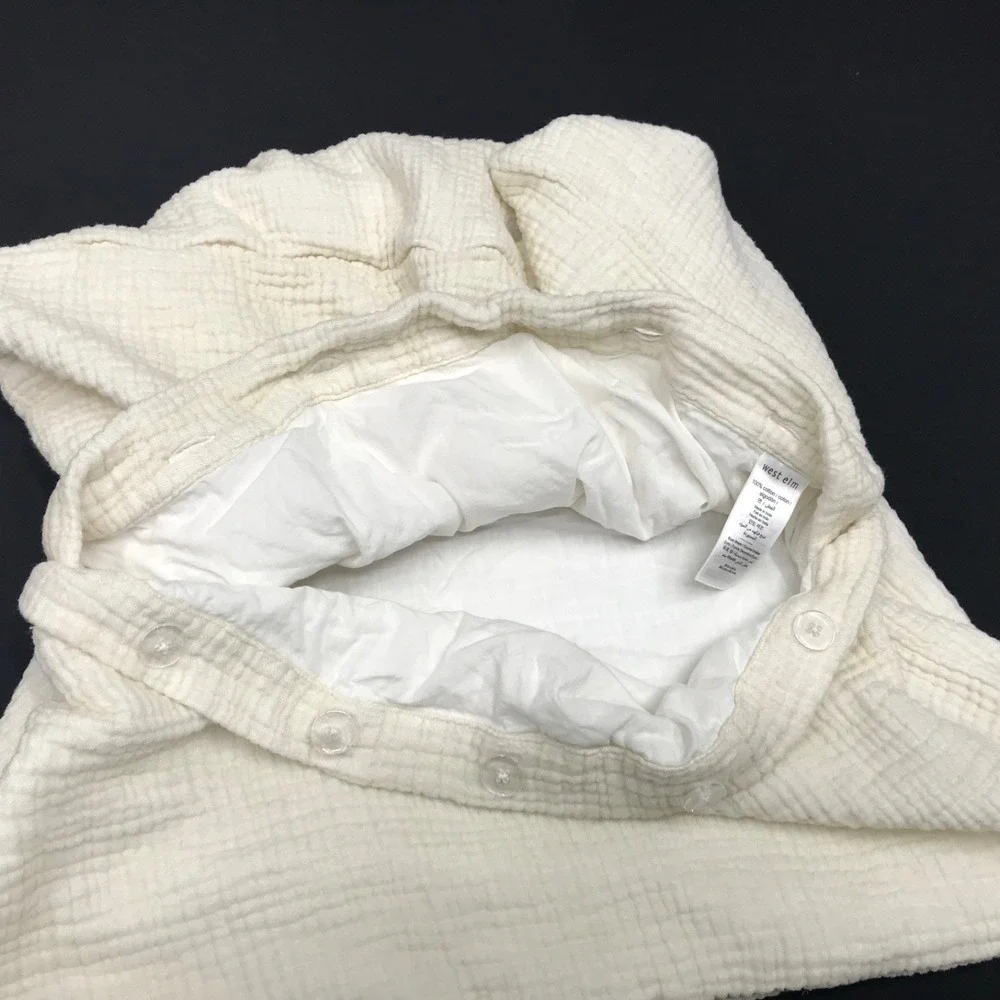West Elm Gauze Pillow Case 100% Cotton Euro Sham Soft Cream Linens 26x26